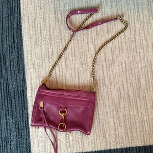 Rebecca Minkoff magenta and gold cross body